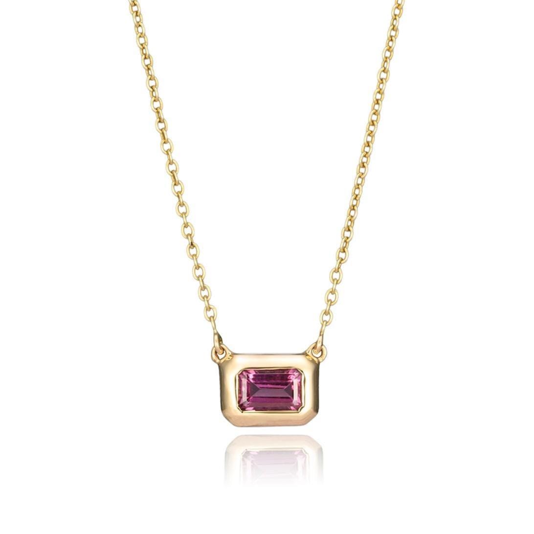 Tourmaline Bezel Necklace in 14K Yellow Gold