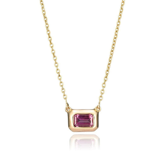 Tourmaline Bezel Necklace in 14K Yellow Gold