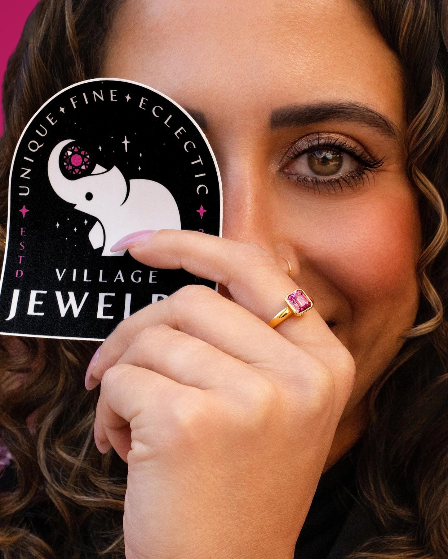 Pink Tourmaline Bezel Ring in 18K Yellow Gold