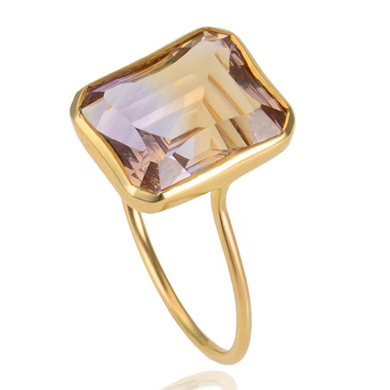 Minimalist Ametrine Bezel Ring in 14K Yellow Gold