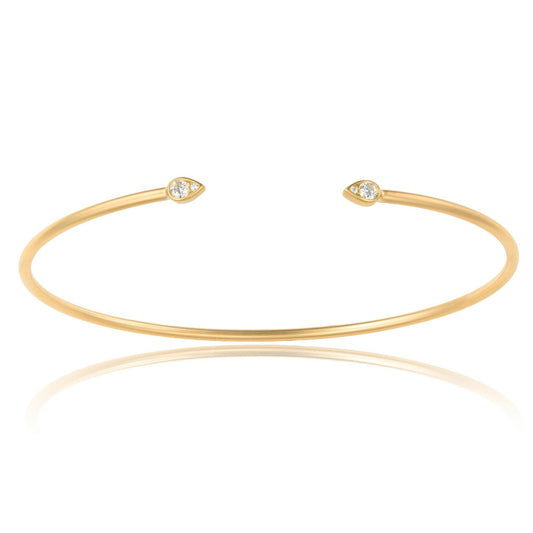 Flexible Diamond Cuff Bangle Bracelet in 14K Yellow Gold
