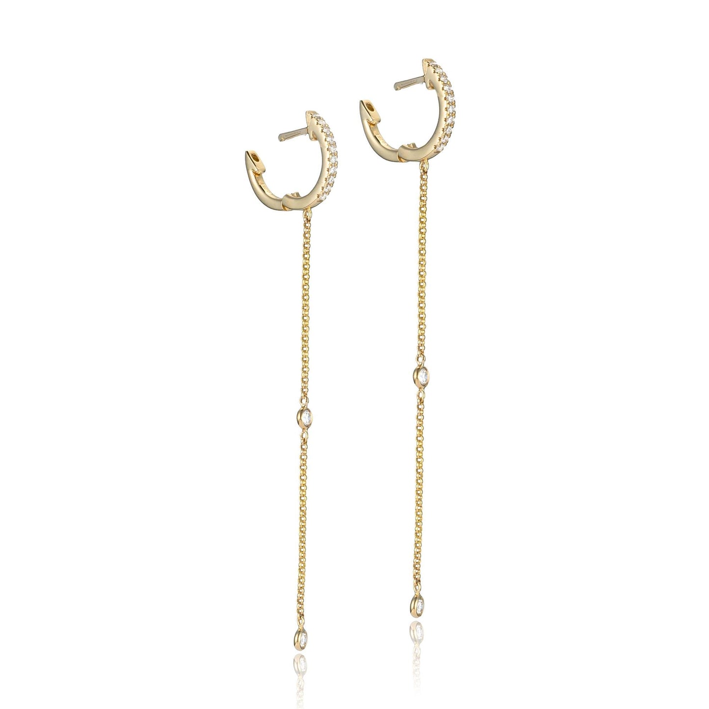 Diamond Hinged Hoop Chain Earrings in 14K Yellow Gold
