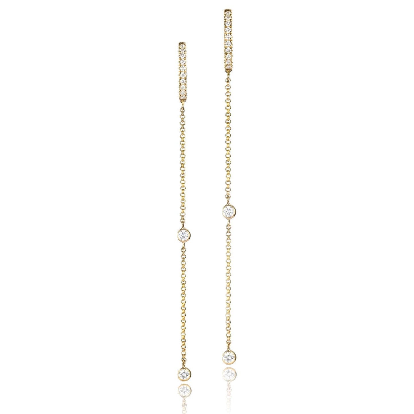 Diamond Hinged Hoop Chain Earrings in 14K Yellow Gold
