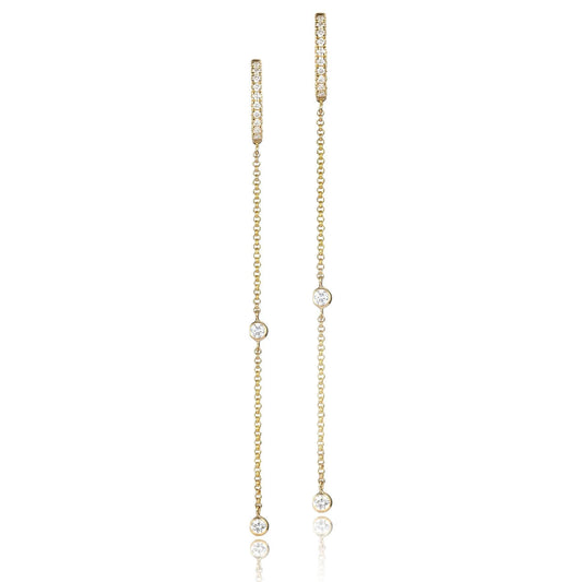 Diamond Hinged Hoop Chain Earrings in 14K Yellow Gold
