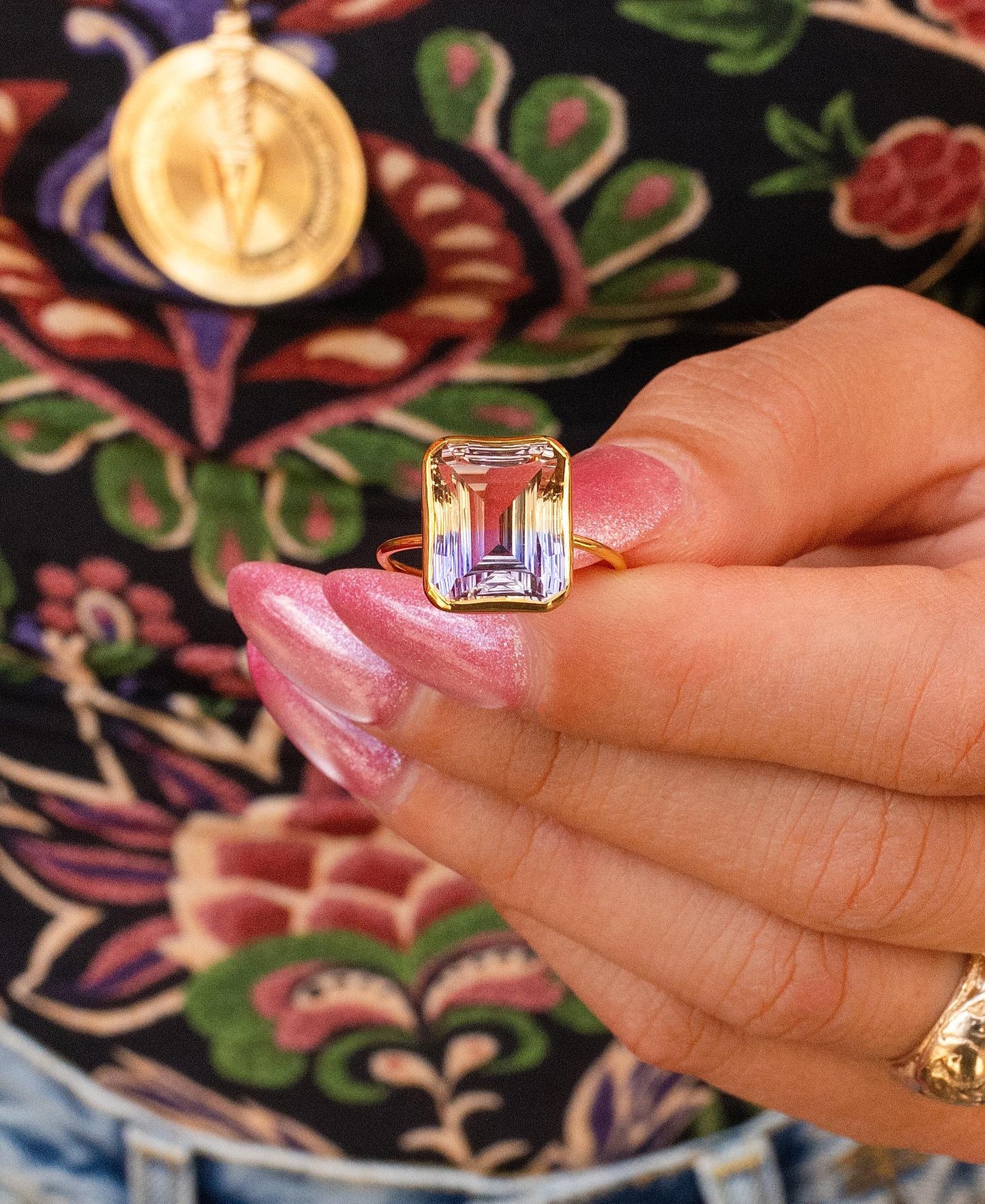 Minimalist Ametrine Bezel Ring in 14K Yellow Gold