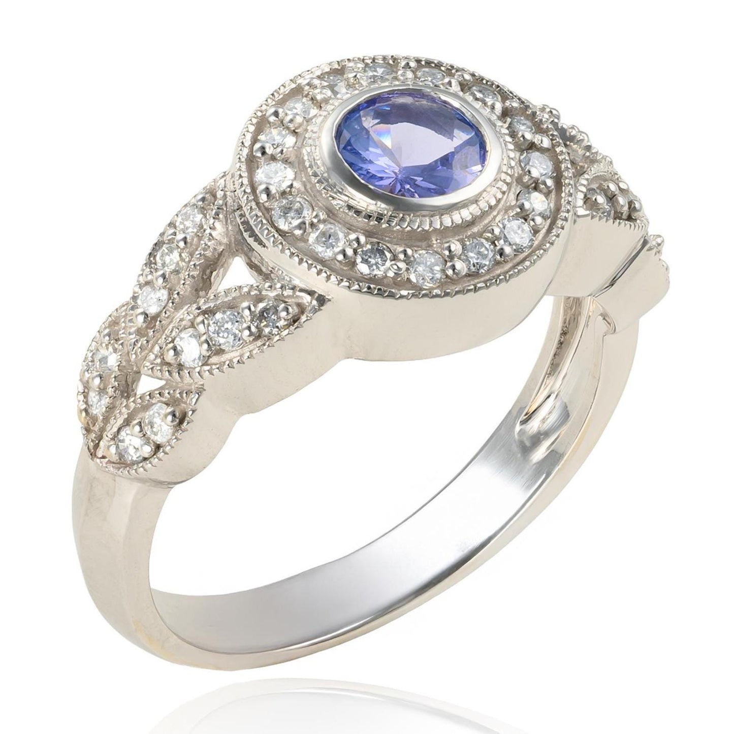 VINTAGE Tanzanite & Diamond Ring in 14K White Gold
