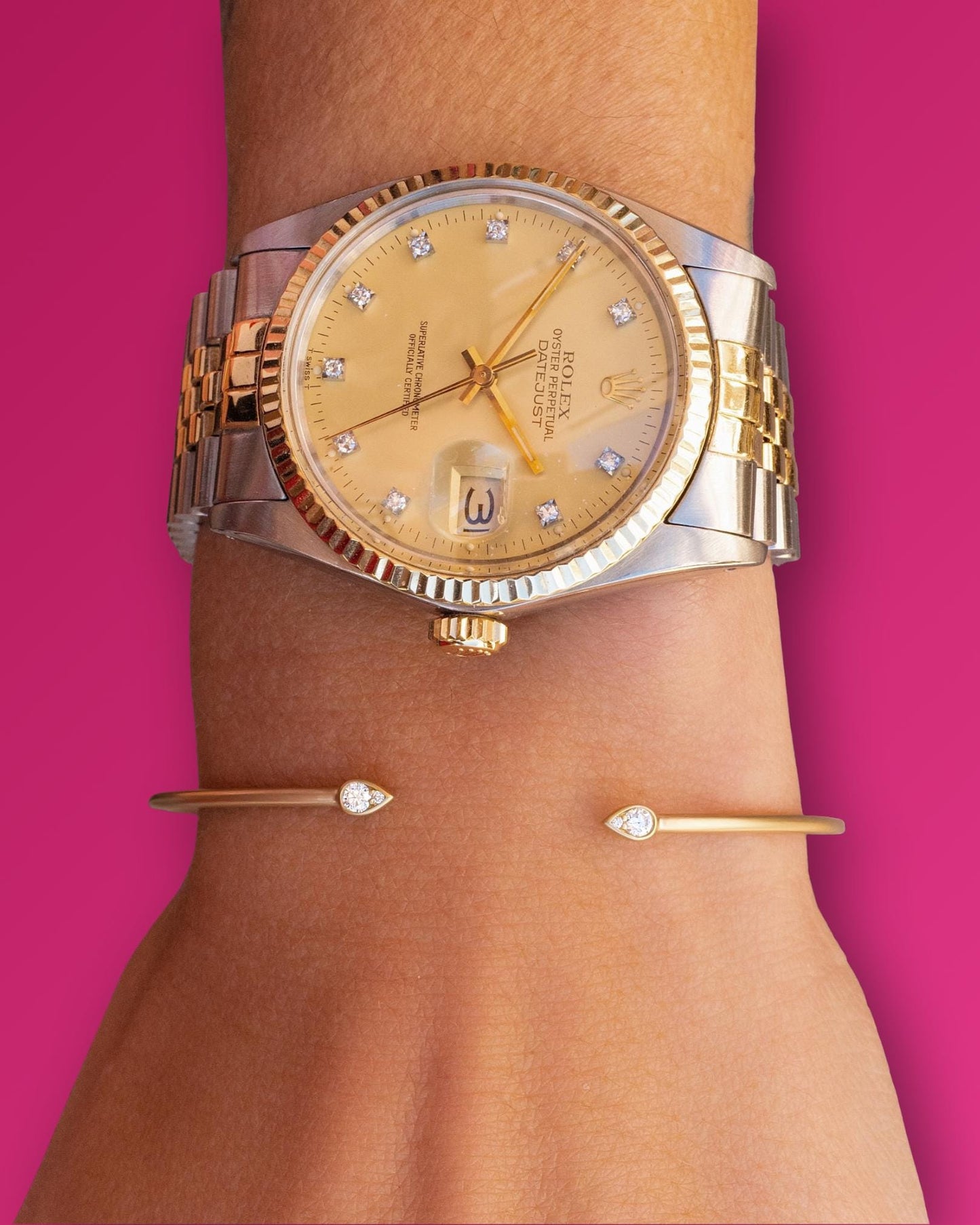 Flexible Diamond Cuff Bangle Bracelet in 14K Yellow Gold