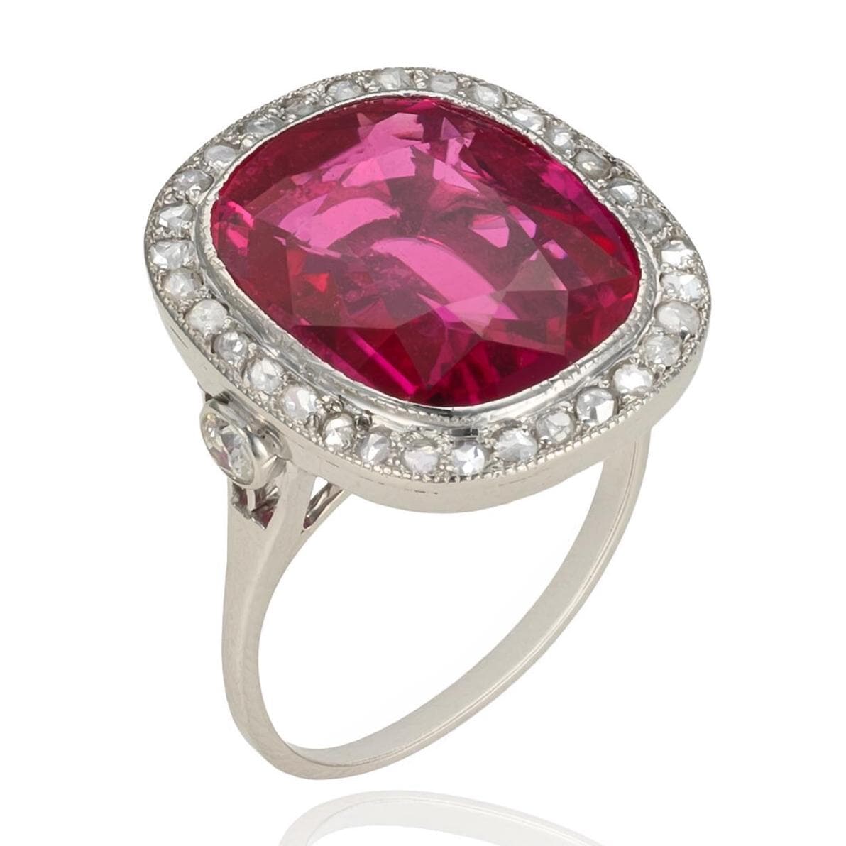 Scottish Diamond Accented Ruby Ring in 14K White Gold
