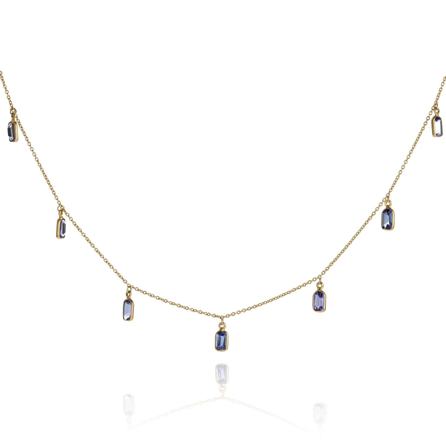 Tanzanite Dangle Necklace in 14K Yellow Gold