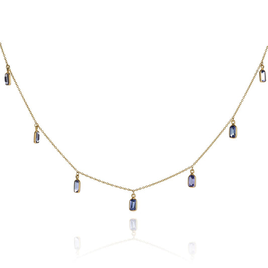 Tanzanite Dangle Necklace in 14K Yellow Gold