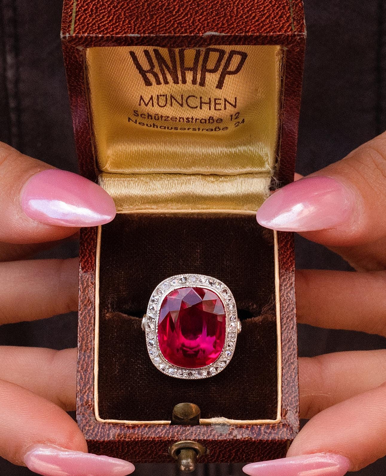 Scottish Diamond Accented Ruby Ring in 14K White Gold