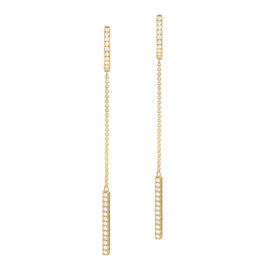 Diamond Hinged Hoop Chain Bar Earrings in 14K Yellow Gold