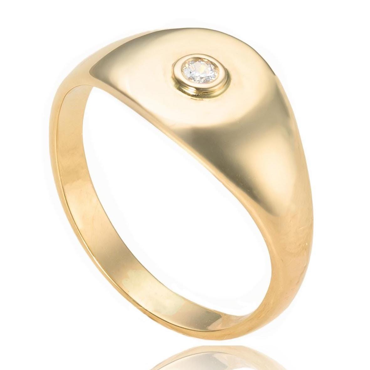 Diamond Signet Ring in 14K Yellow Gold