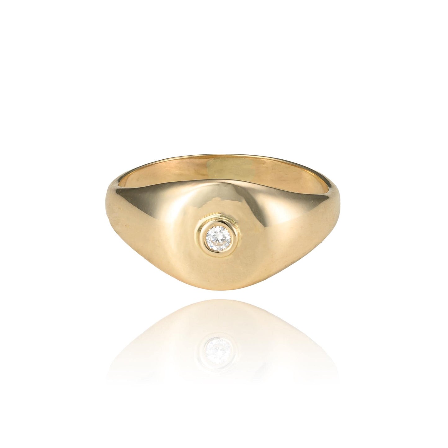 Diamond Signet Ring in 14K Yellow Gold