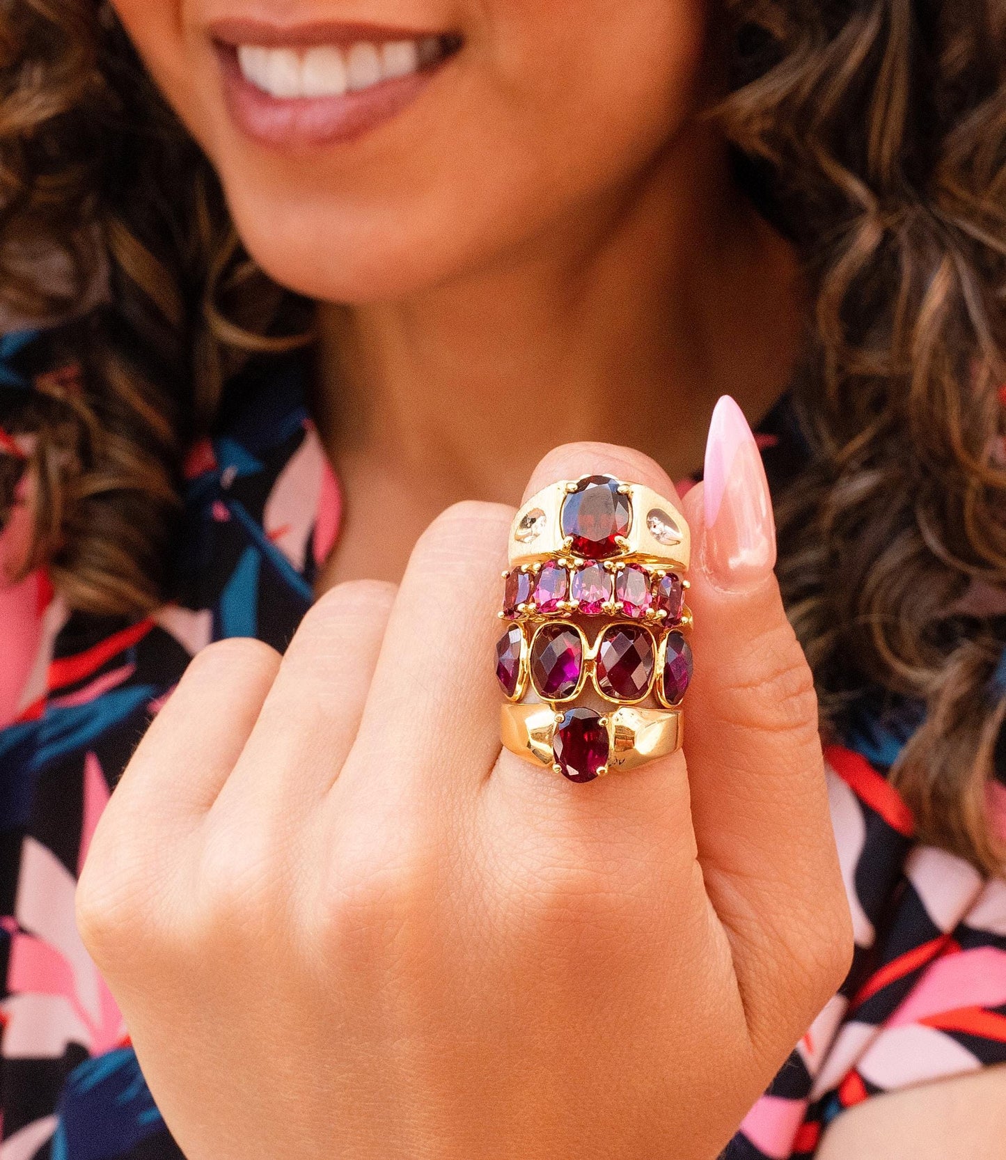 Rhodolite Garnet Ring in 14K Yellow Gold