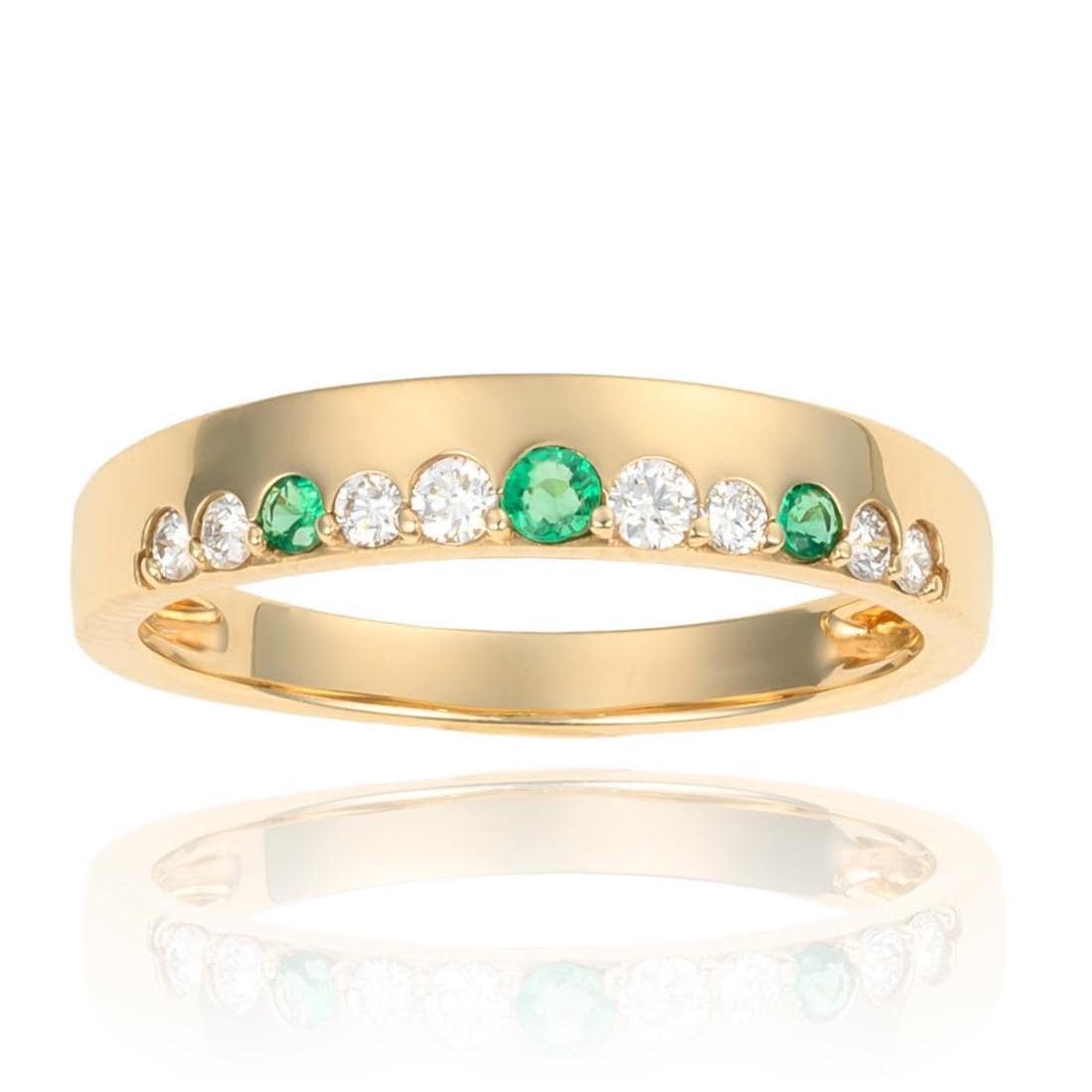 Emerald & Diamond Band in 14K Yellow Gold
