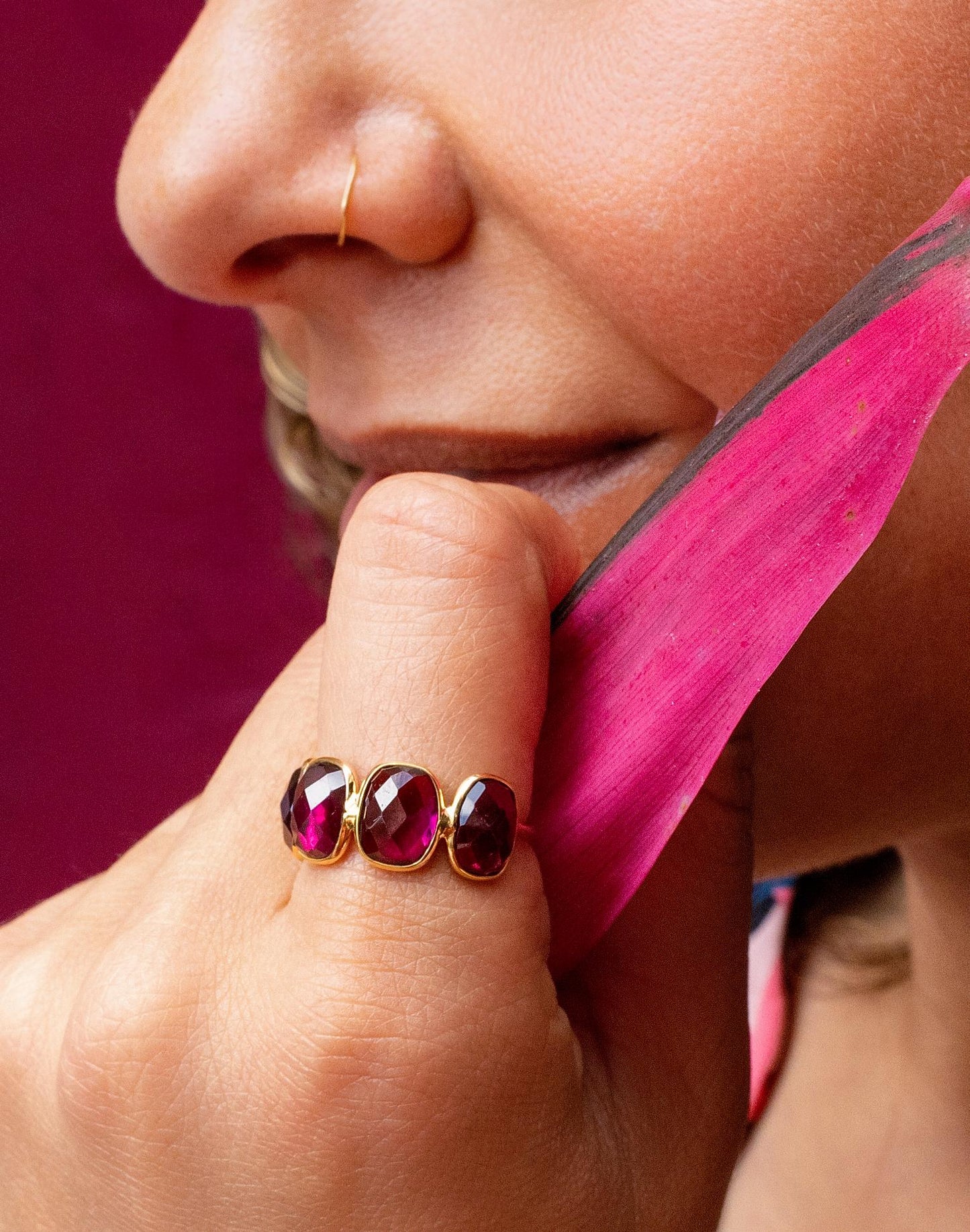 Rhodolite Garnet Ring in 14K Yellow Gold