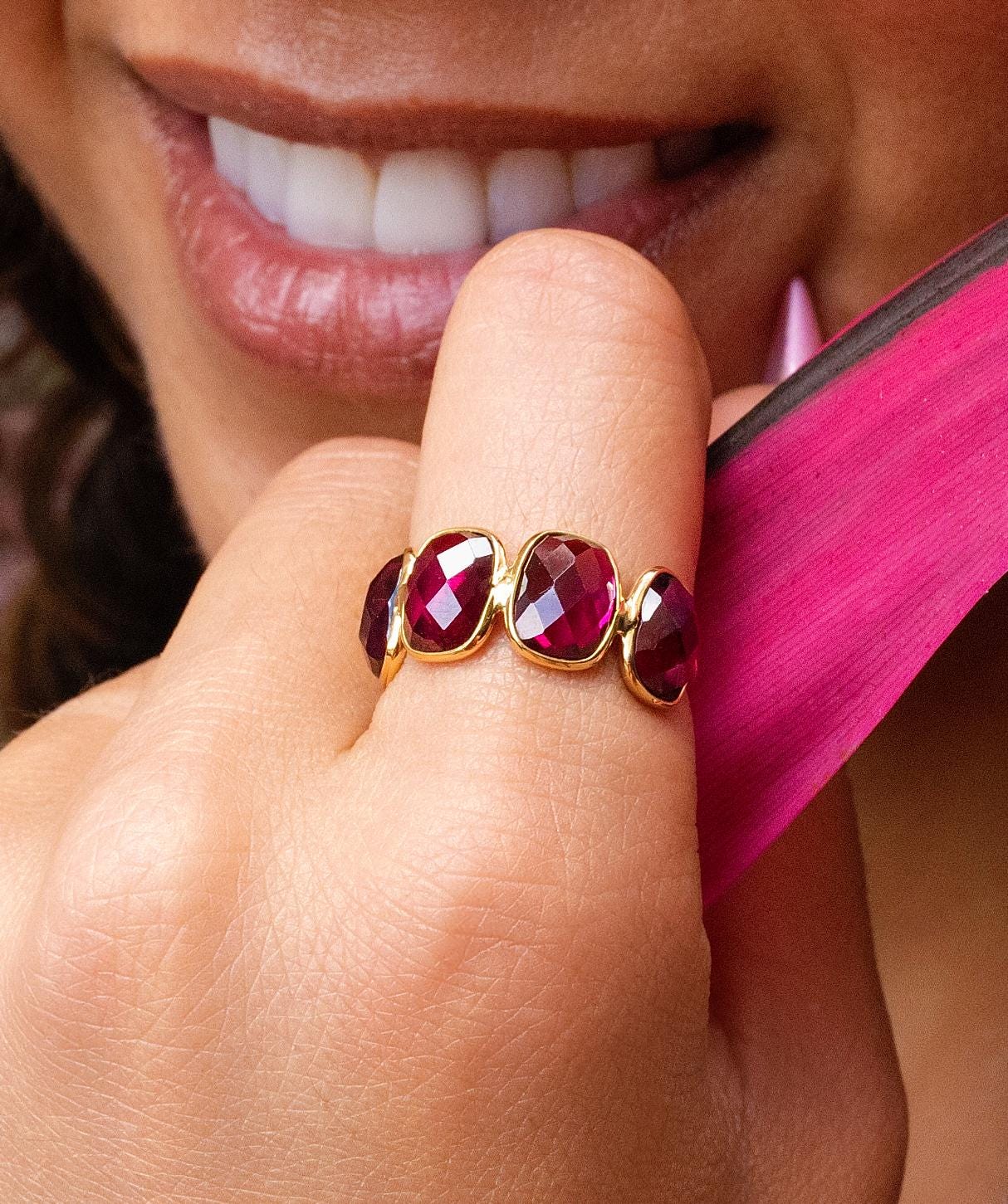 Rhodolite Garnet Ring in 14K Yellow Gold