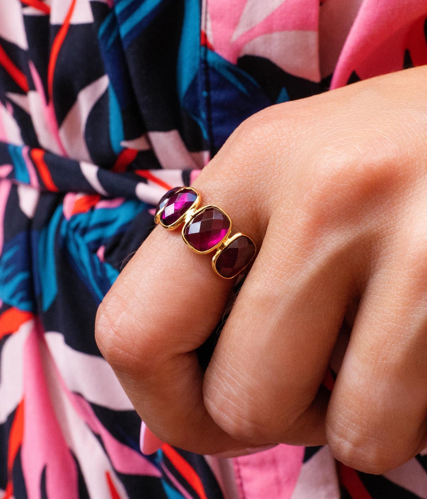 Rhodolite Garnet Ring in 14K Yellow Gold