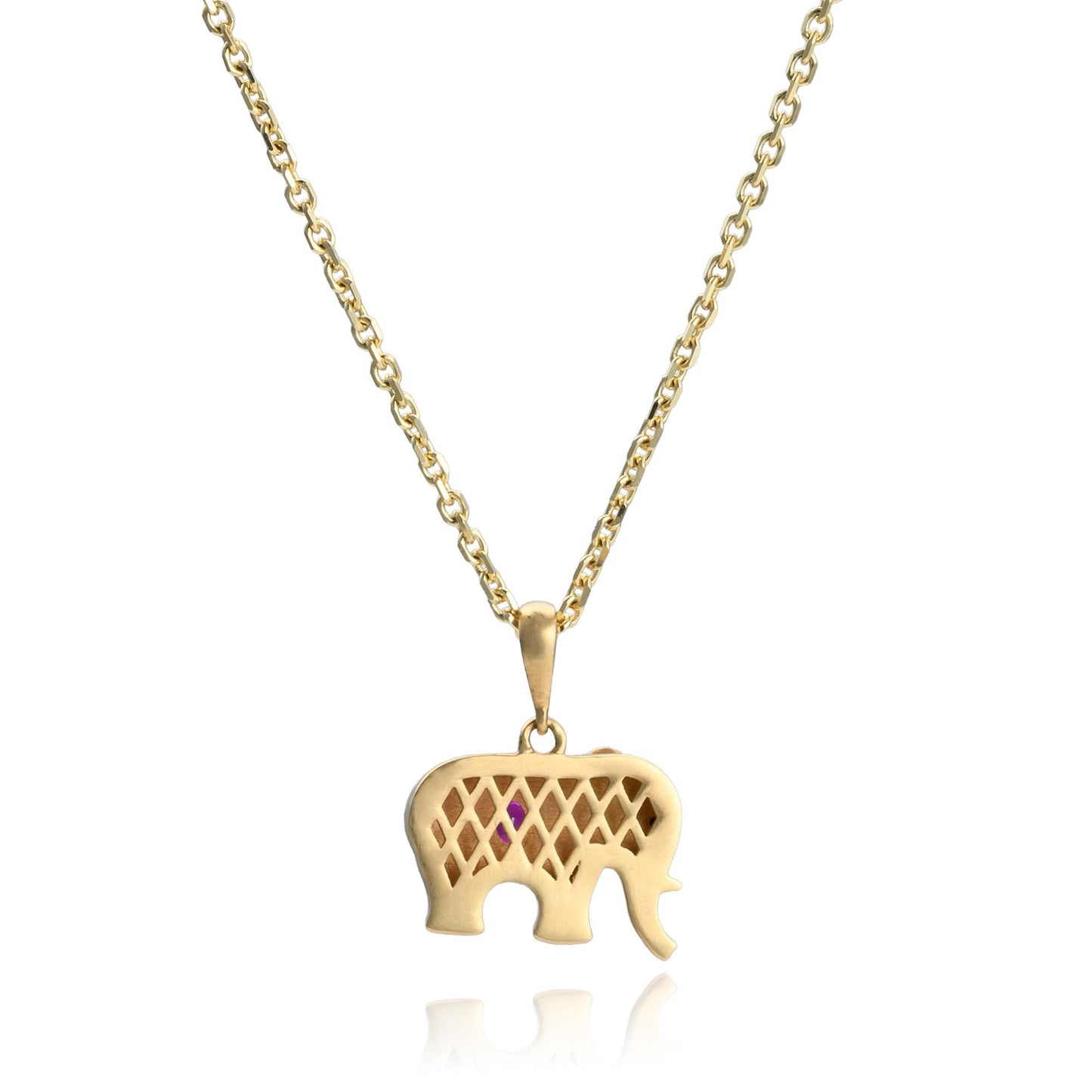 Ruby Elephant Pendant in 18K Yellow Gold