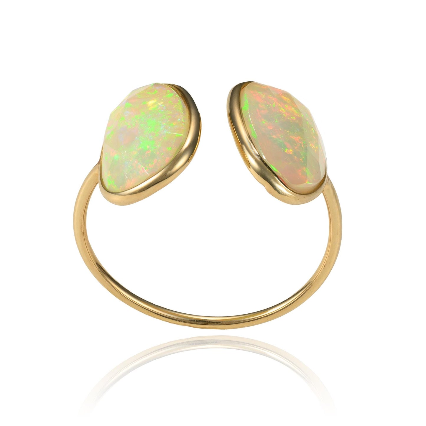 Open Opal Bezel Ring in 18K Yellow Gold