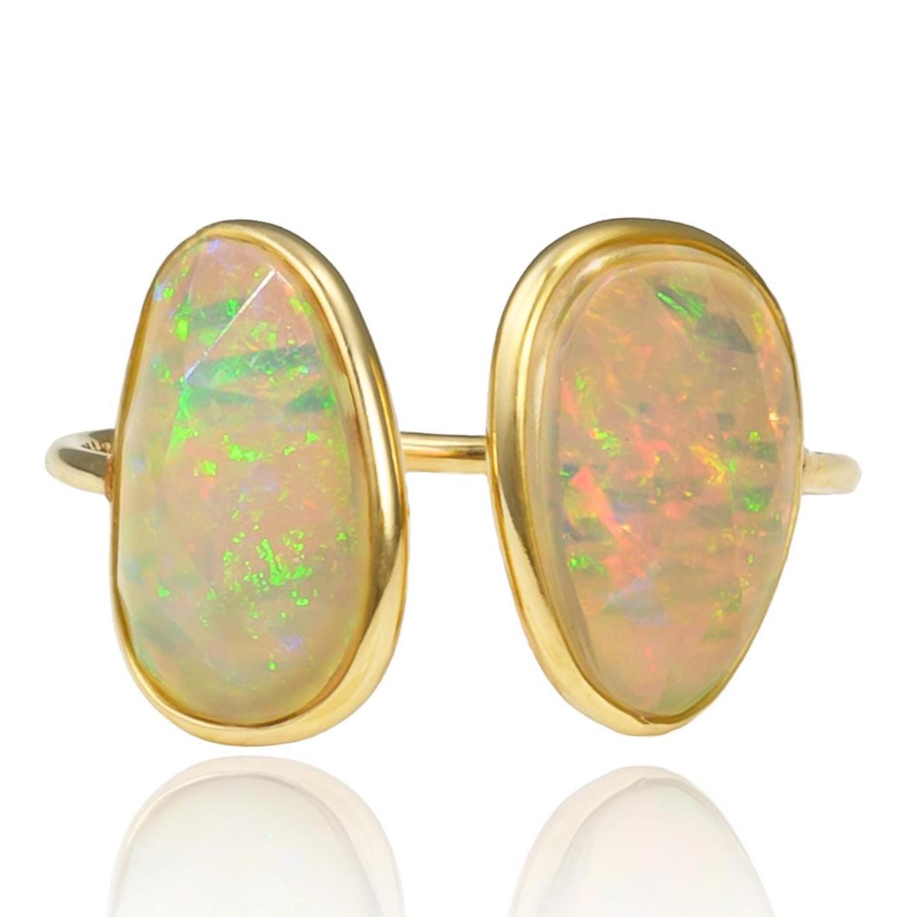 Open Opal Bezel Ring in 18K Yellow Gold