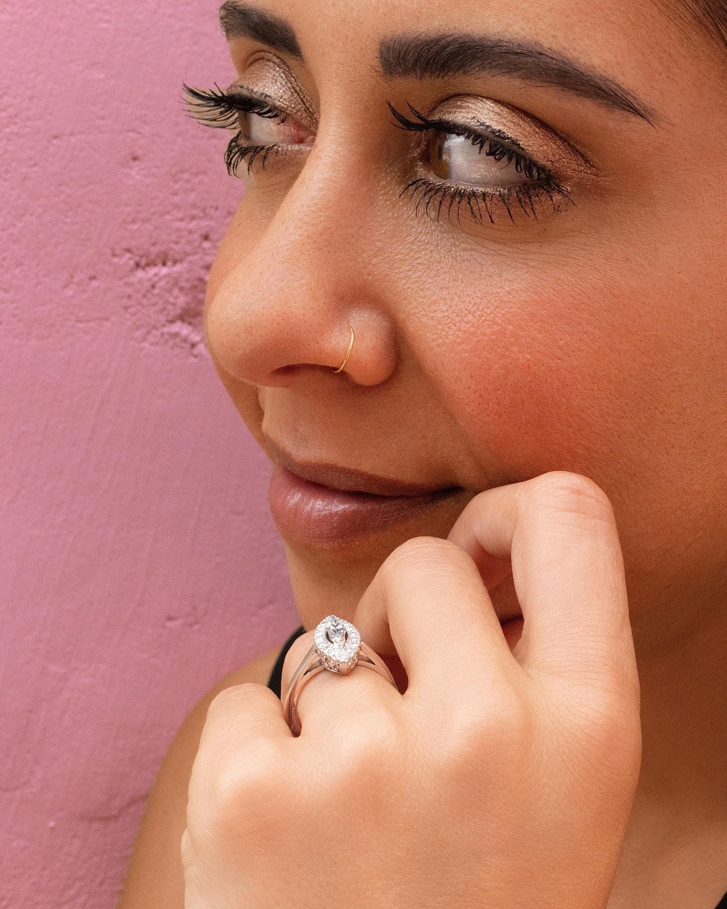 Navette Diamond Ring in 14K White Gold