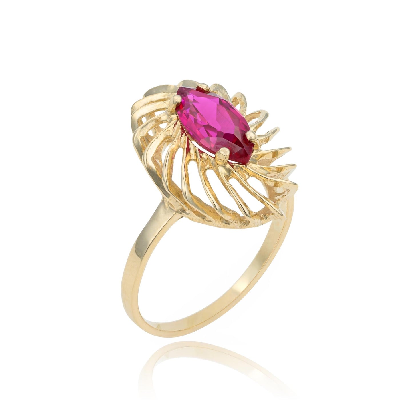 Ruby Marquise Cocktail Ring in 14K Yellow Gold
