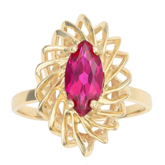 Ruby Marquise Cocktail Ring in 14K Yellow Gold