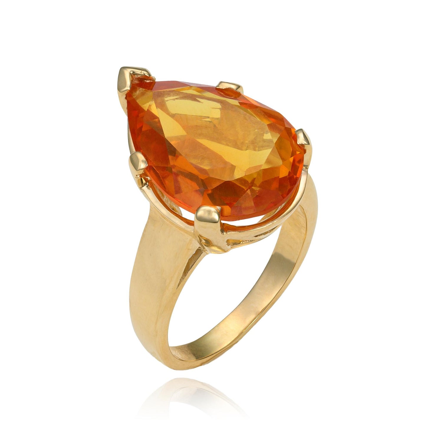 Pear Citrine Ring in 14K Yellow Gold