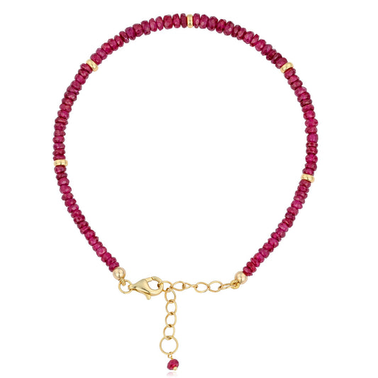 Ruby & 18K Gold Beaded Bracelet