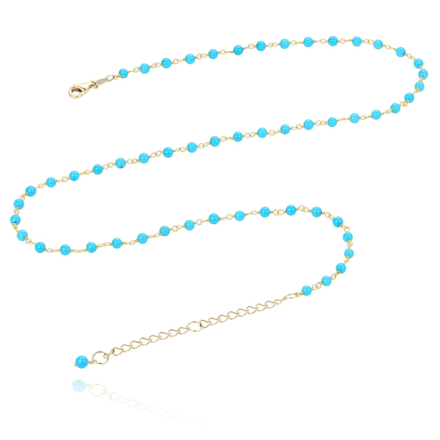 Turquoise & 18K Gold Beaded Rosary Necklace