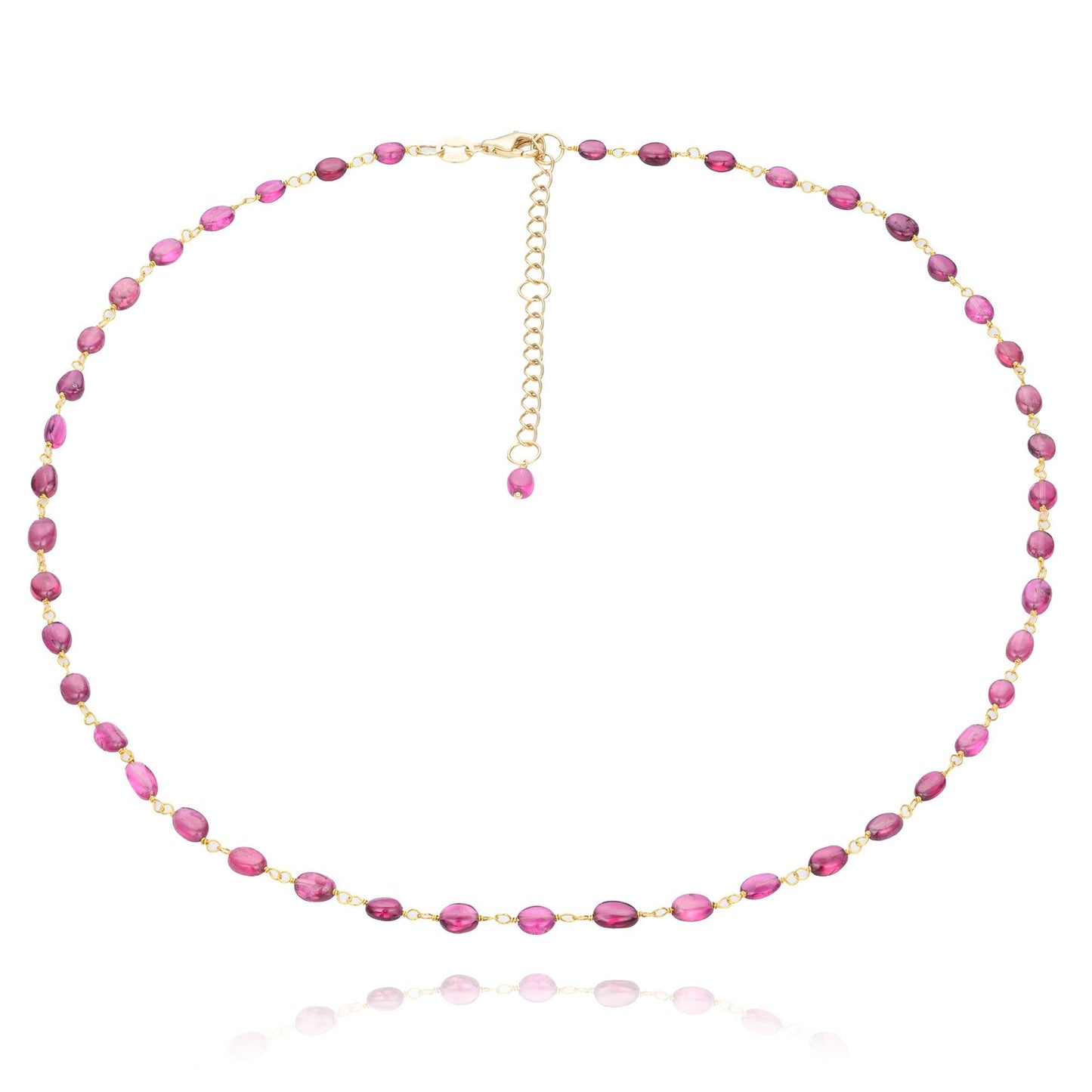 Pink Tourmaline & 18K Gold Beaded Rosary Necklace