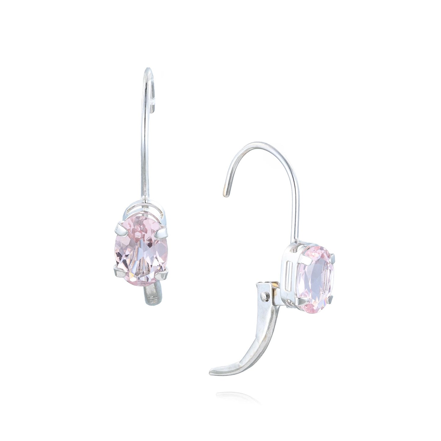 Estate Morganite Lever Back Earrings in 14K White Gold