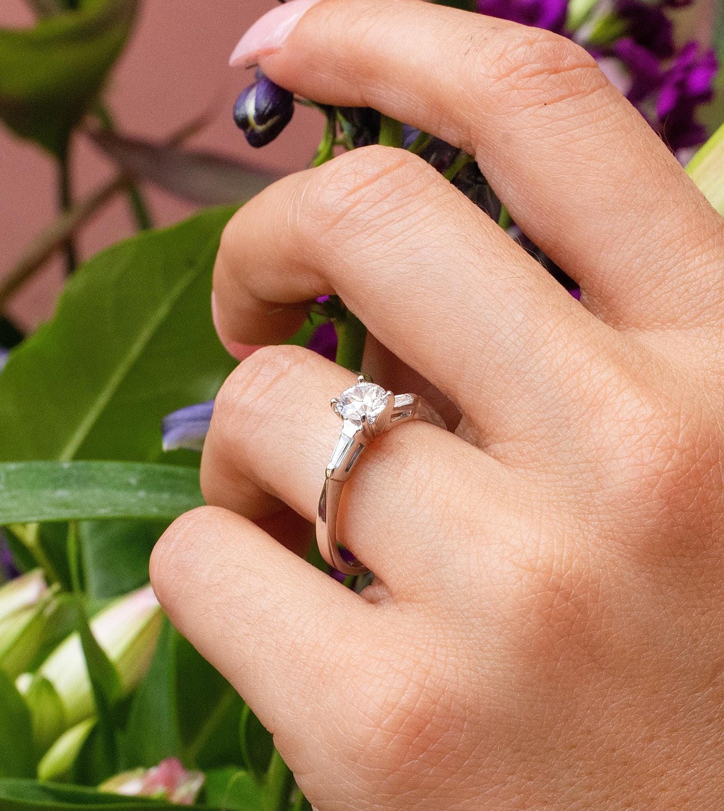 Old European Diamond Engagement Ring in 14K White Gold