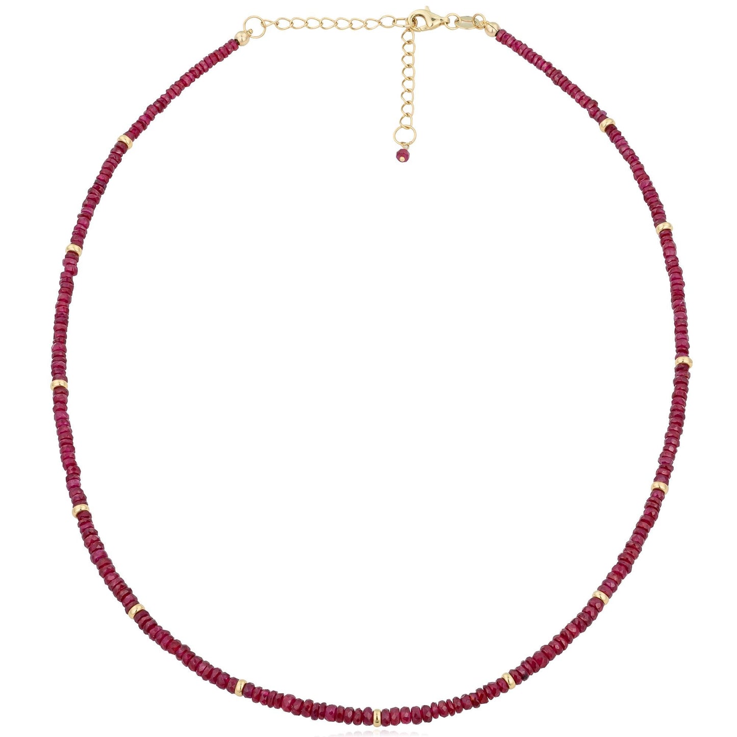 Beaded Ruby & 18K Gold Necklace