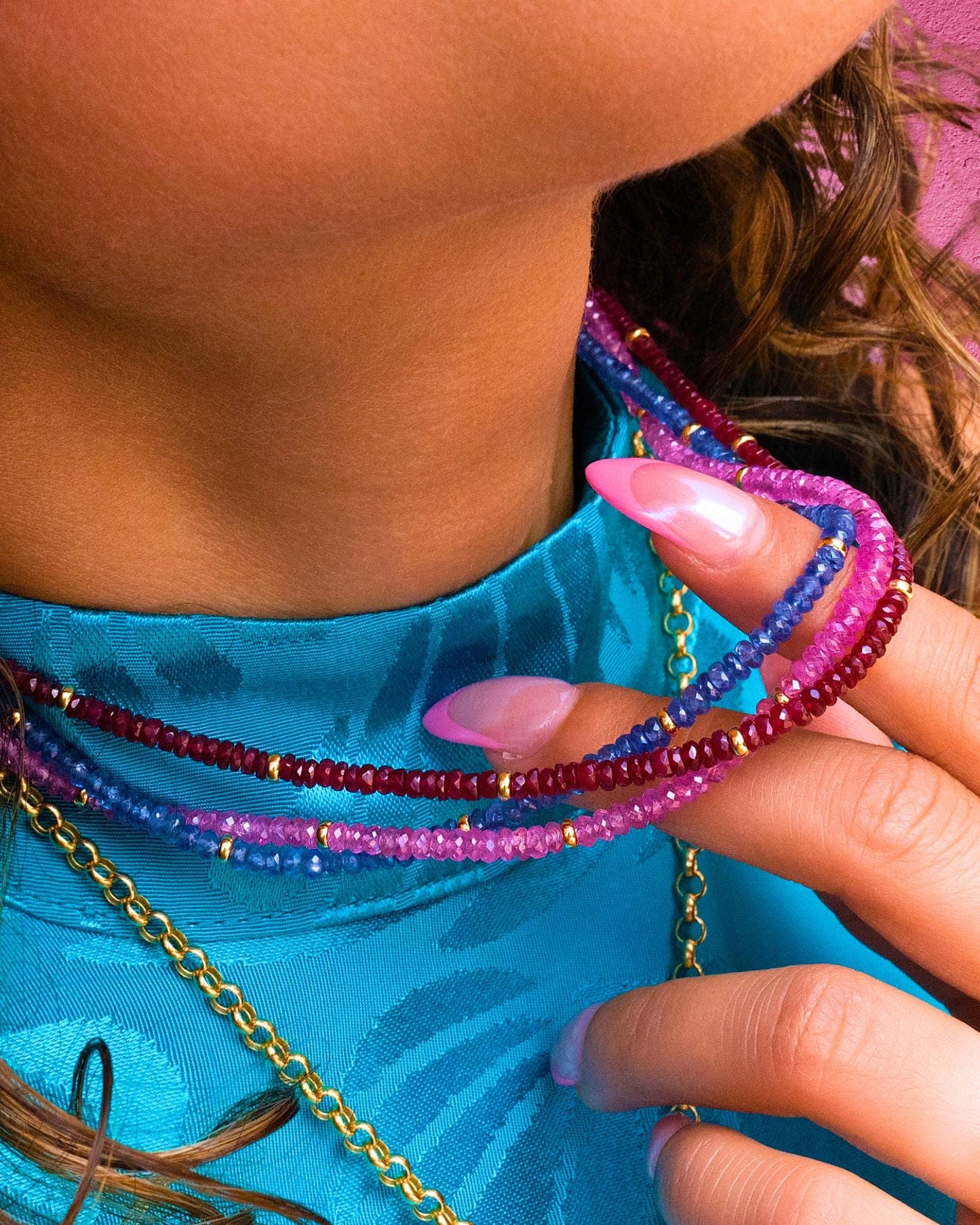 Beaded Ruby & 18K Gold Necklace