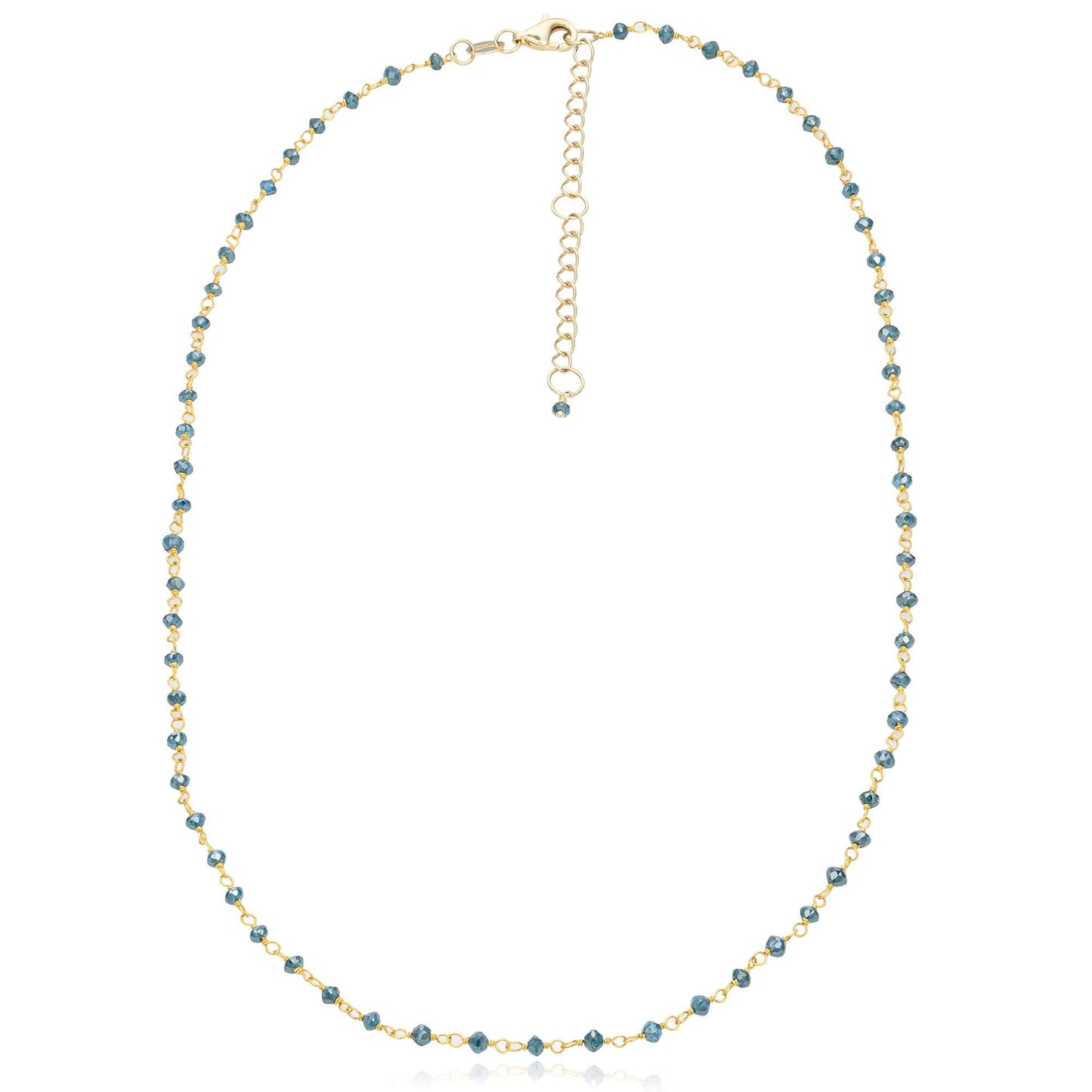 Blue Diamond & 18K Gold Beaded Rosary Necklace