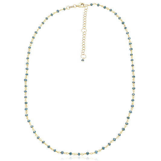Blue Diamond & 18K Gold Beaded Rosary Necklace