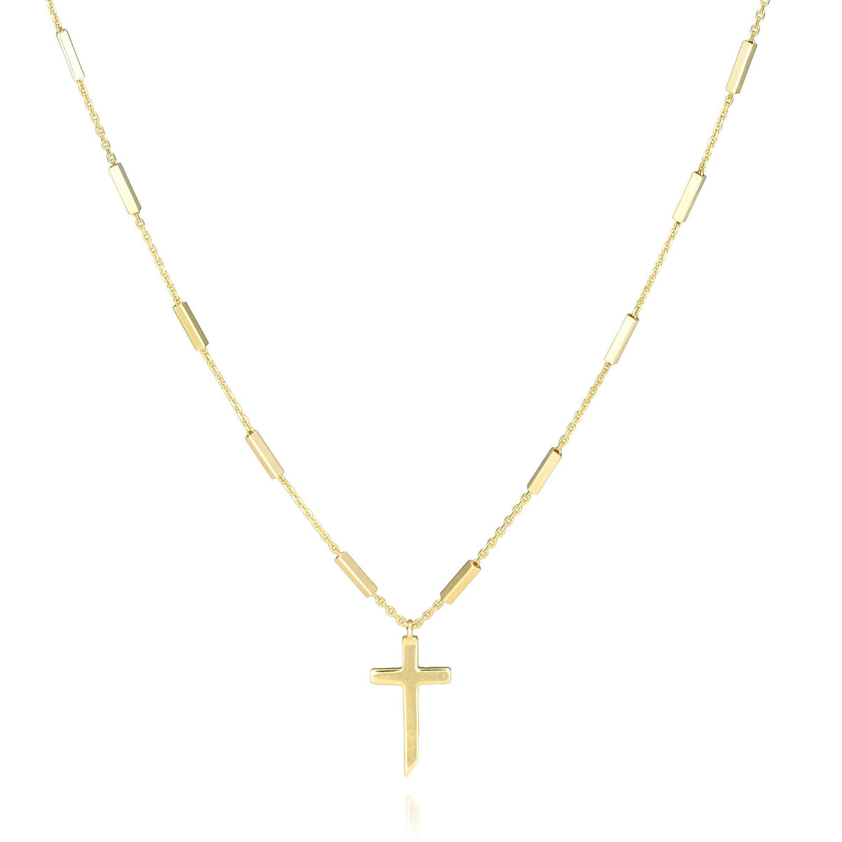Satellite Chain Cross Necklace in 14K Yellow Gold