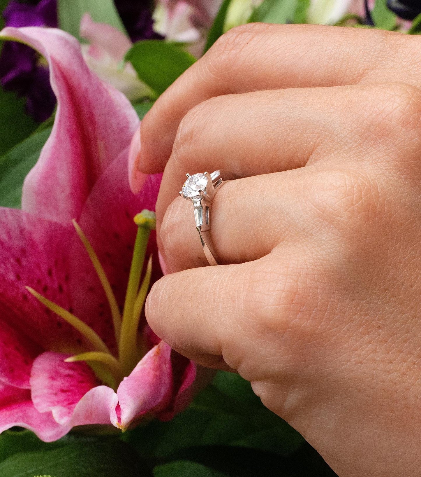 Old European Diamond Engagement Ring in 14K White Gold