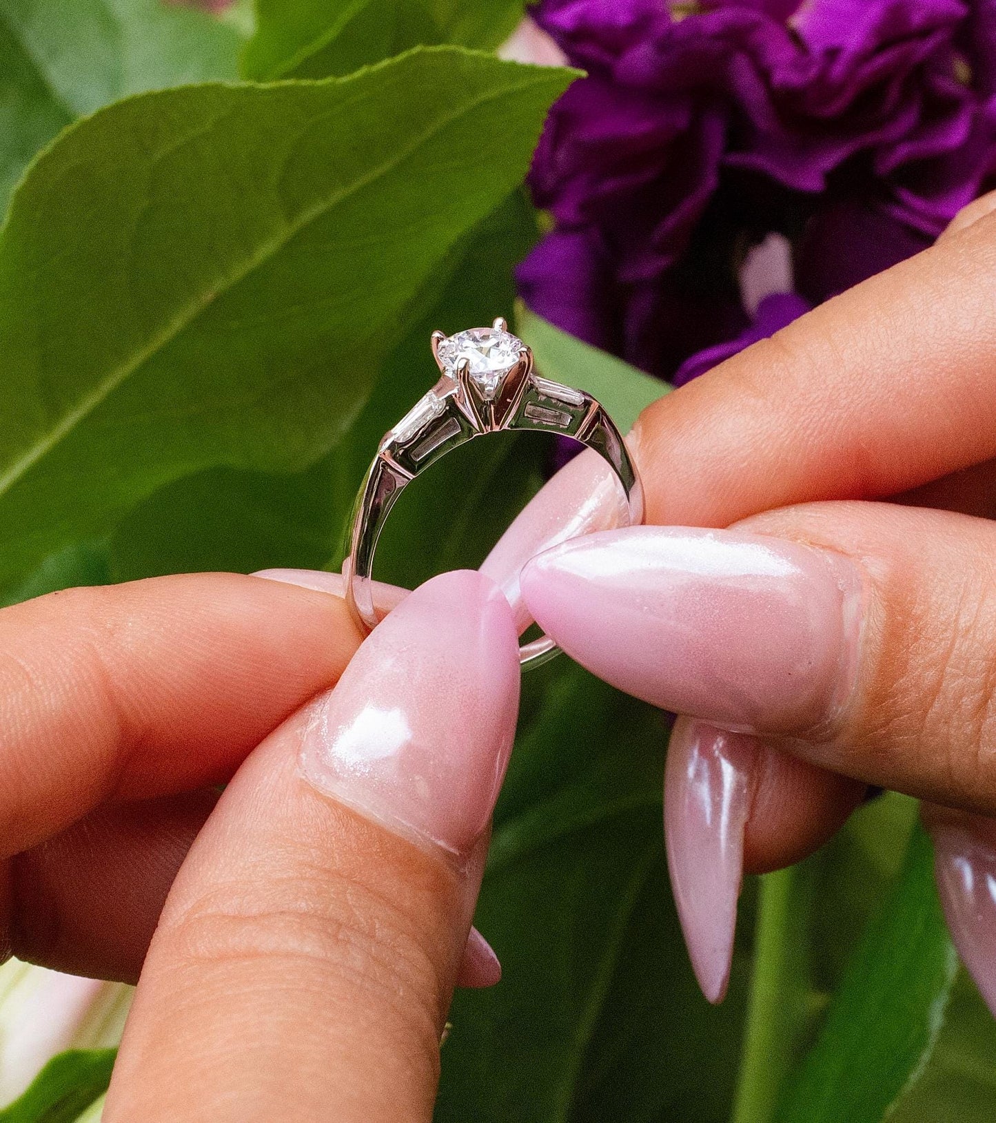 Old European Diamond Engagement Ring in 14K White Gold