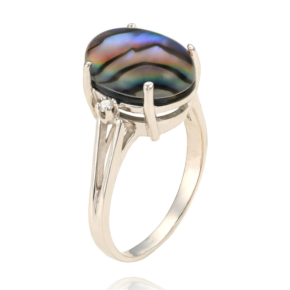 Abalone Ring in 14K White Gold