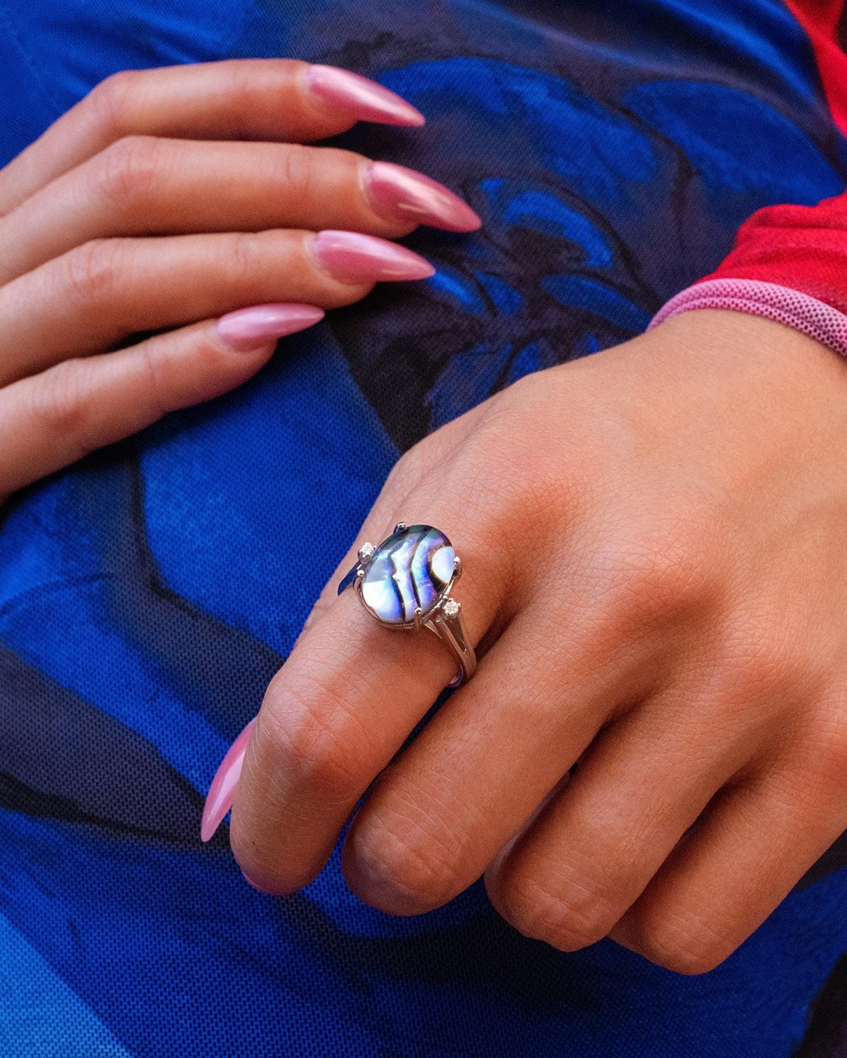 Abalone Ring in 14K White Gold