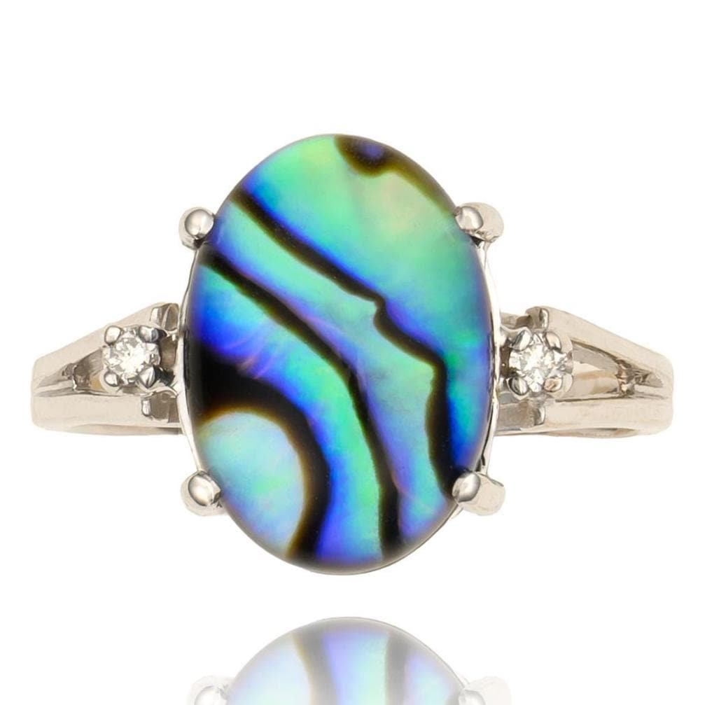 Abalone Ring in 14K White Gold