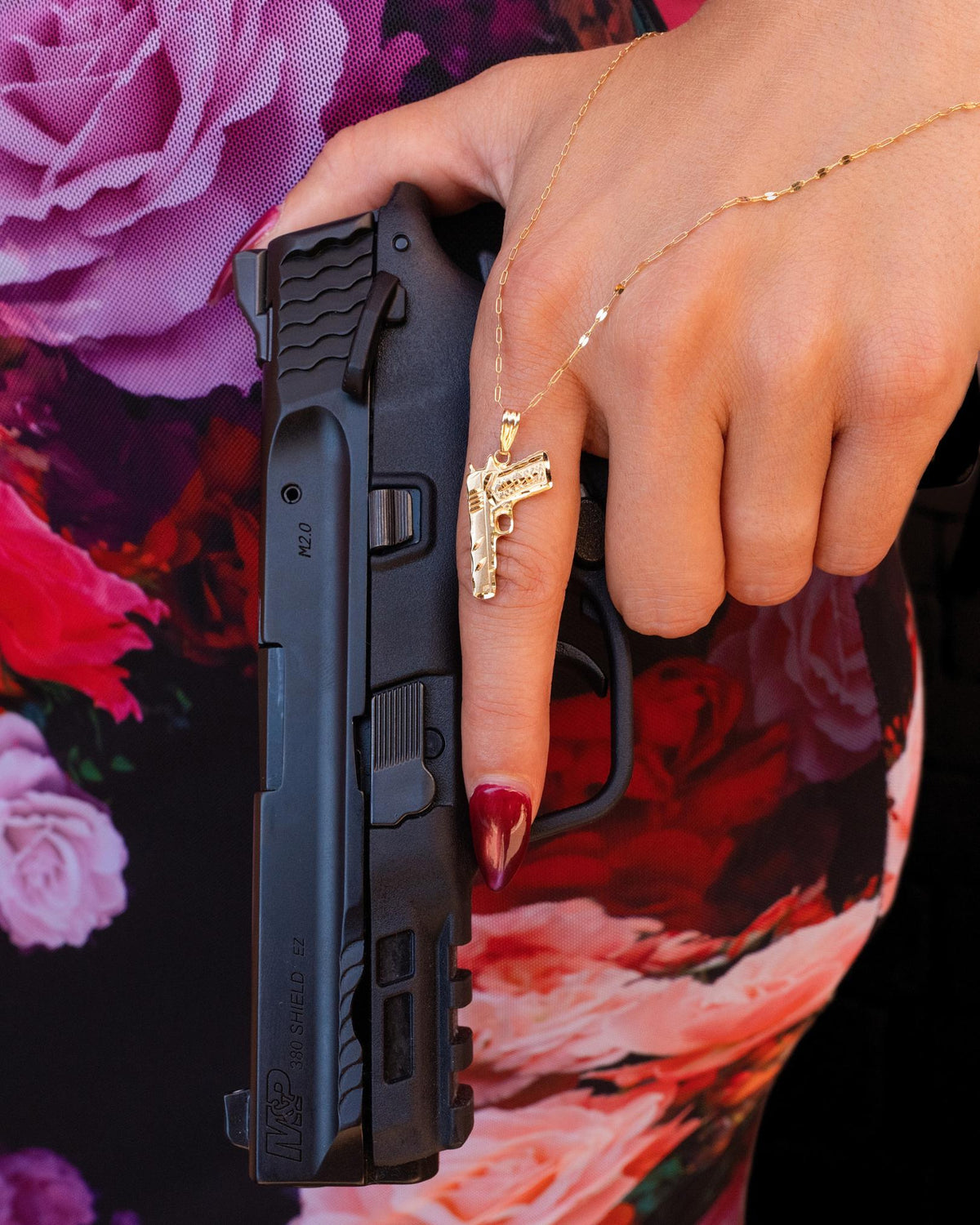 VINTAGE Handgun Pendant in 14K Yellow Gold