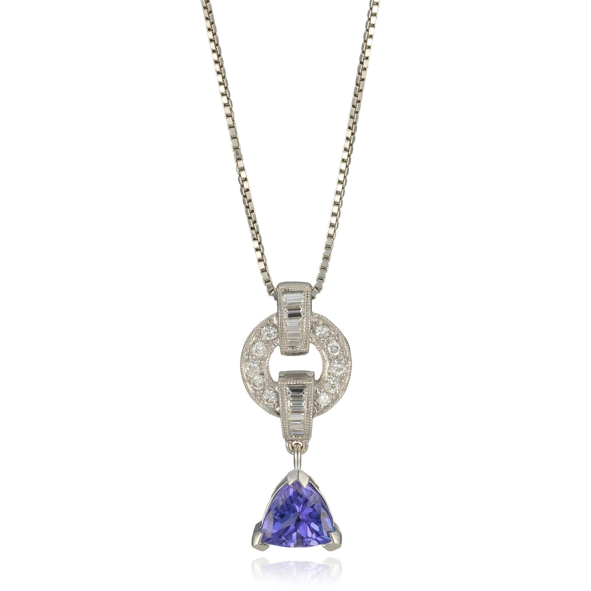 Tanzanite & Diamond Pendant in 18K White Gold