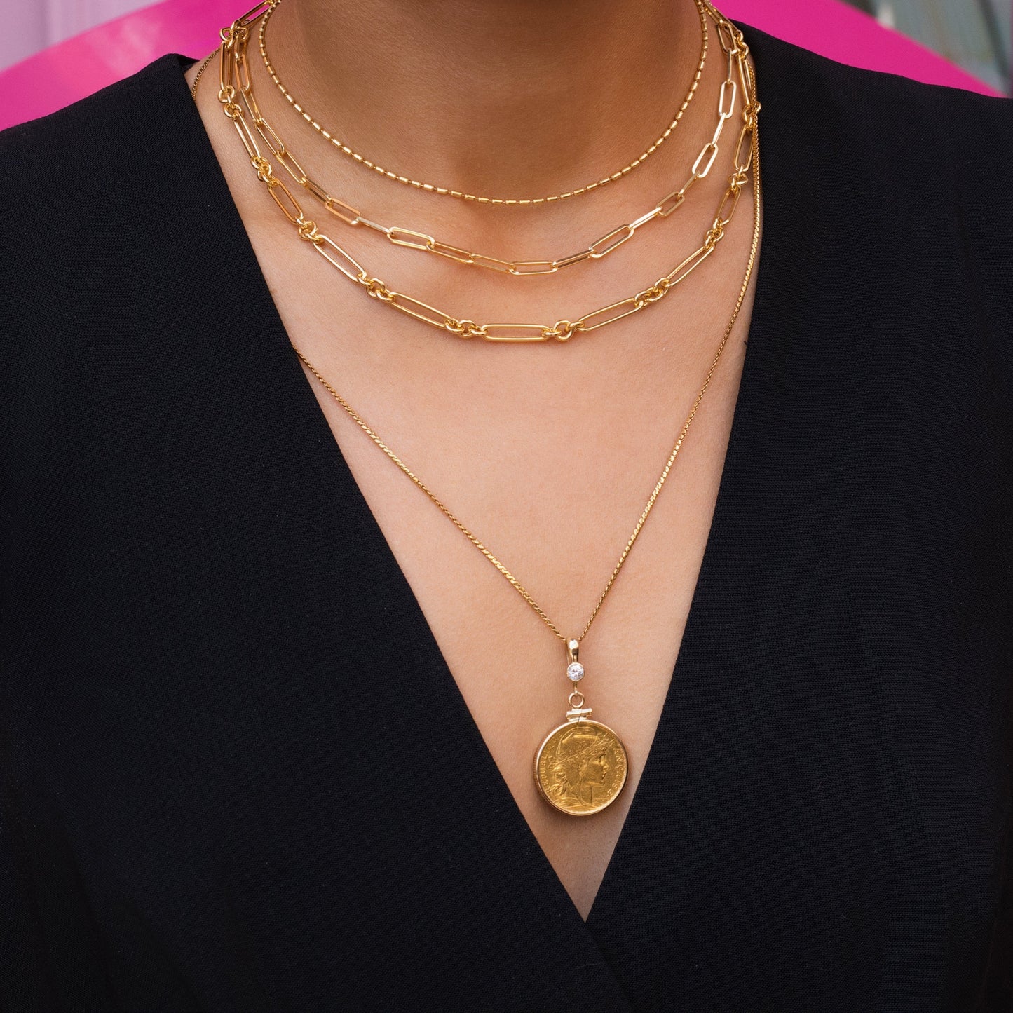 1907 French Gold Coin Diamond Pendant