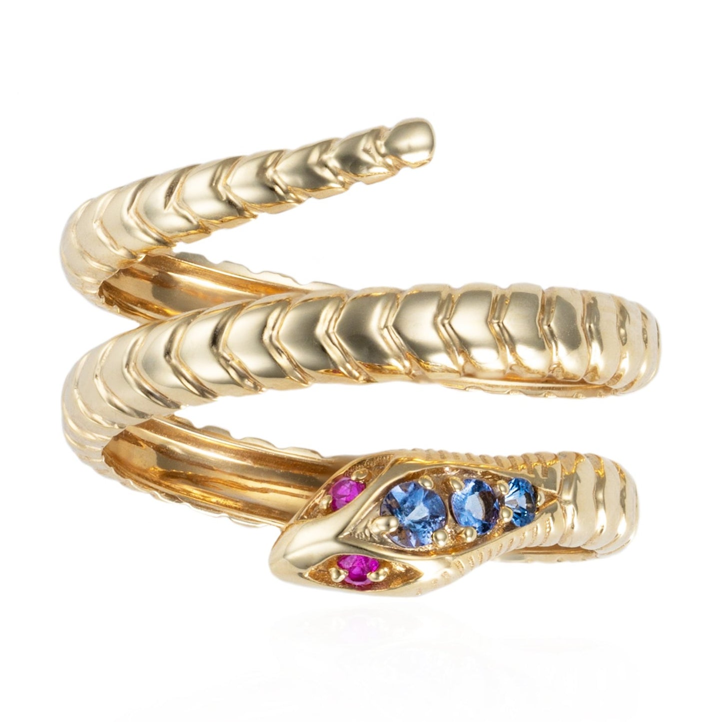 Mystic Serpent Ring with Tanzanite & Rubies in 14K