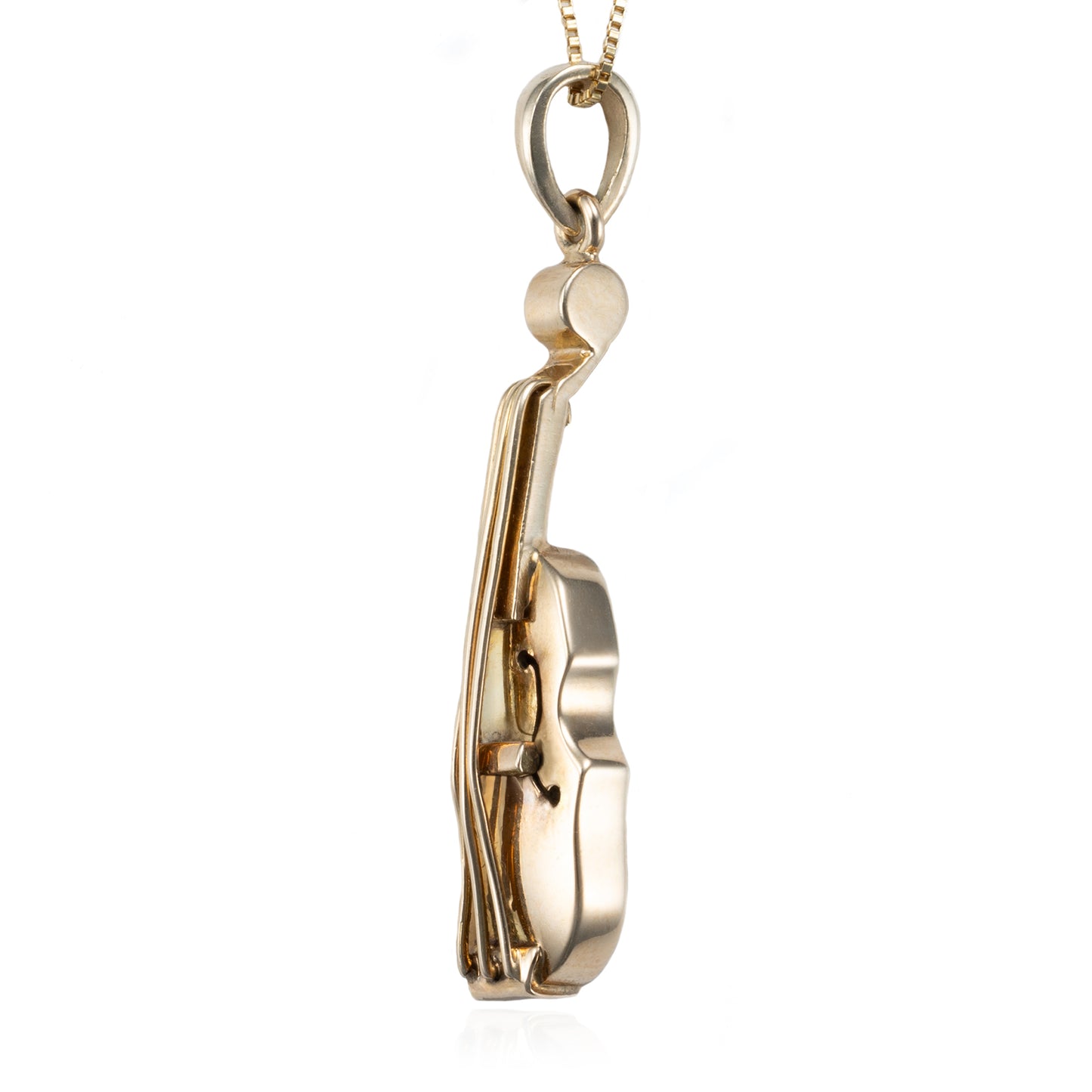 Bass String Instrument Pendant in 14K Yellow Gold